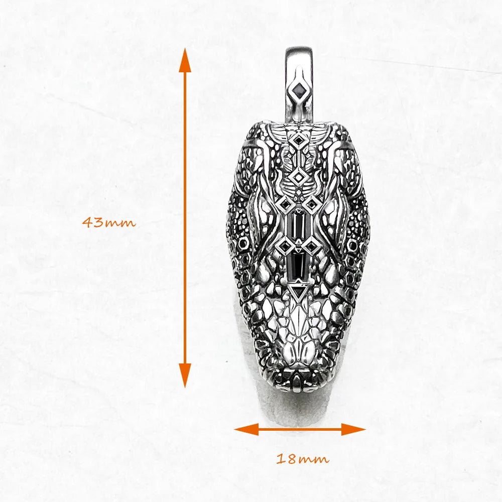 Crocodile Head Pendant 925 Sterling Silver