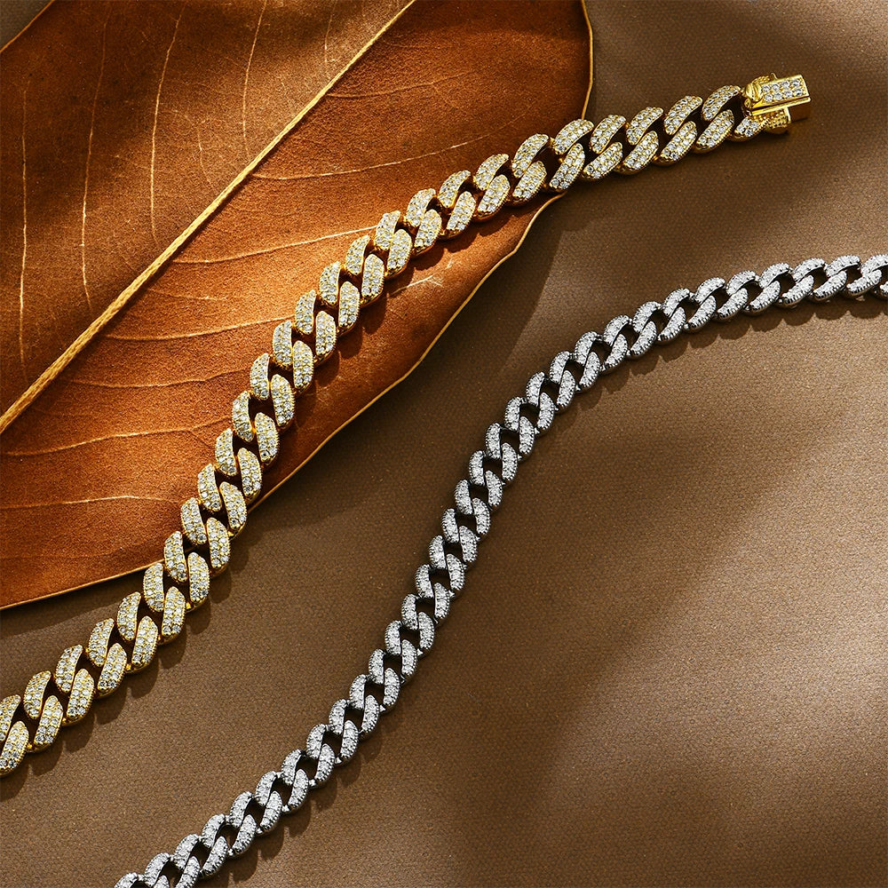 Moissanite Cuba Chain Bracelet Unisex