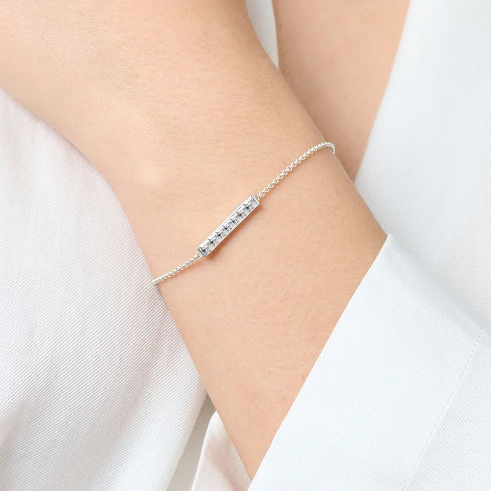 925 Sterling Silver Link Chain Bracelet with White Zircon | Trendy Jewelry Gift for Women