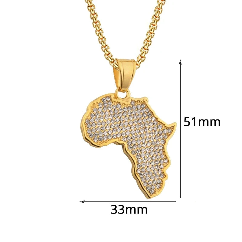 Gold African Map Pendant