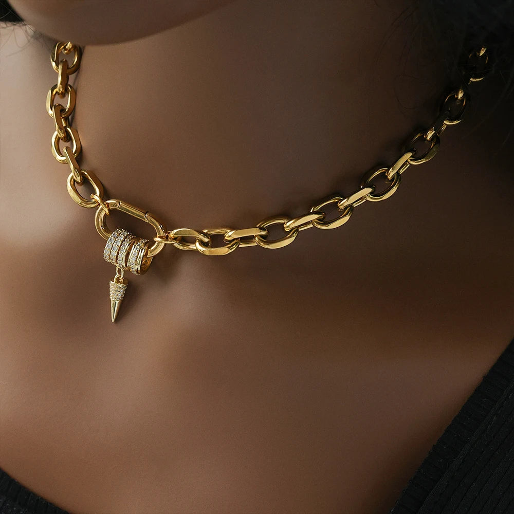 Luxury Gold Plated Zircon Choker Necklace