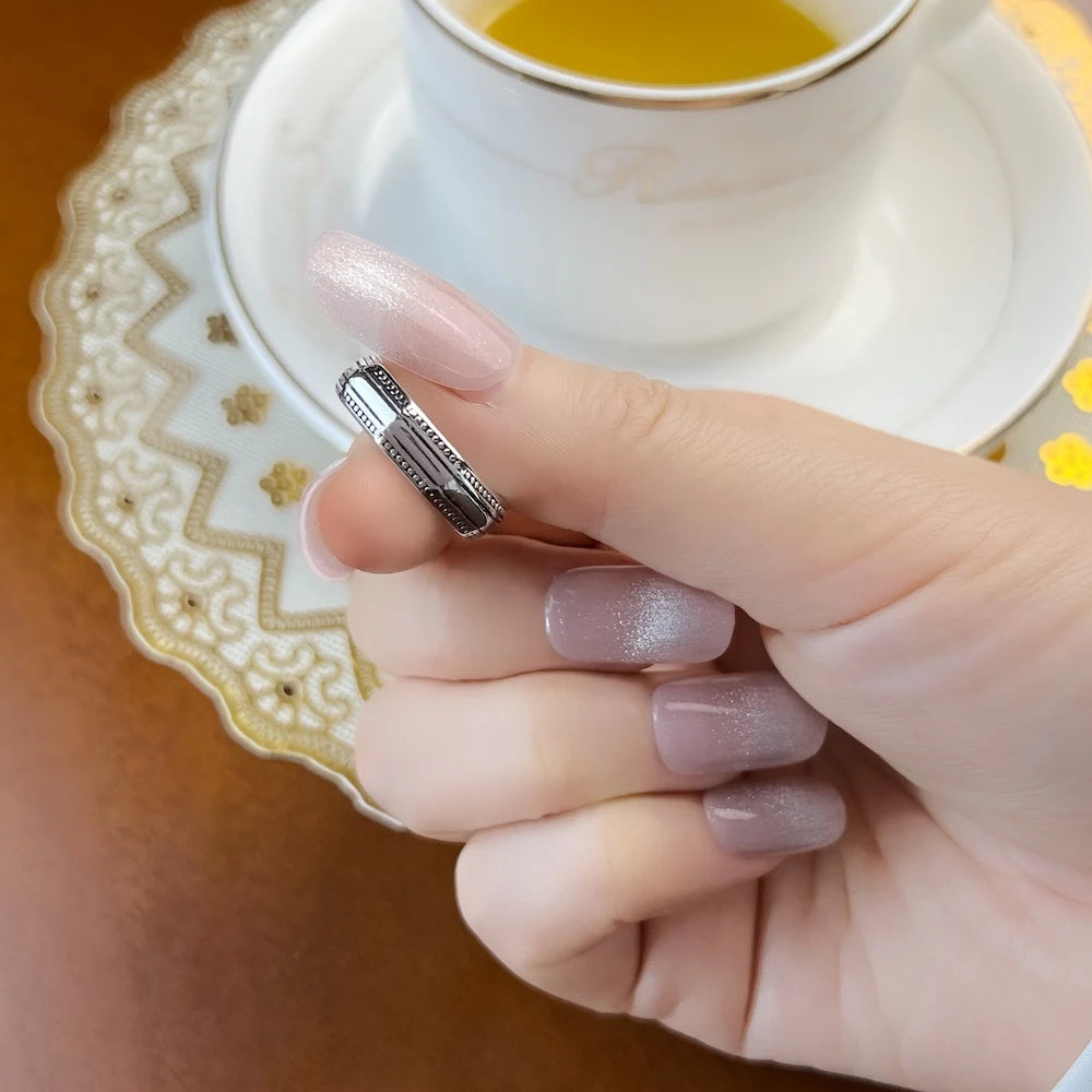 Angular Geometric Silver Band