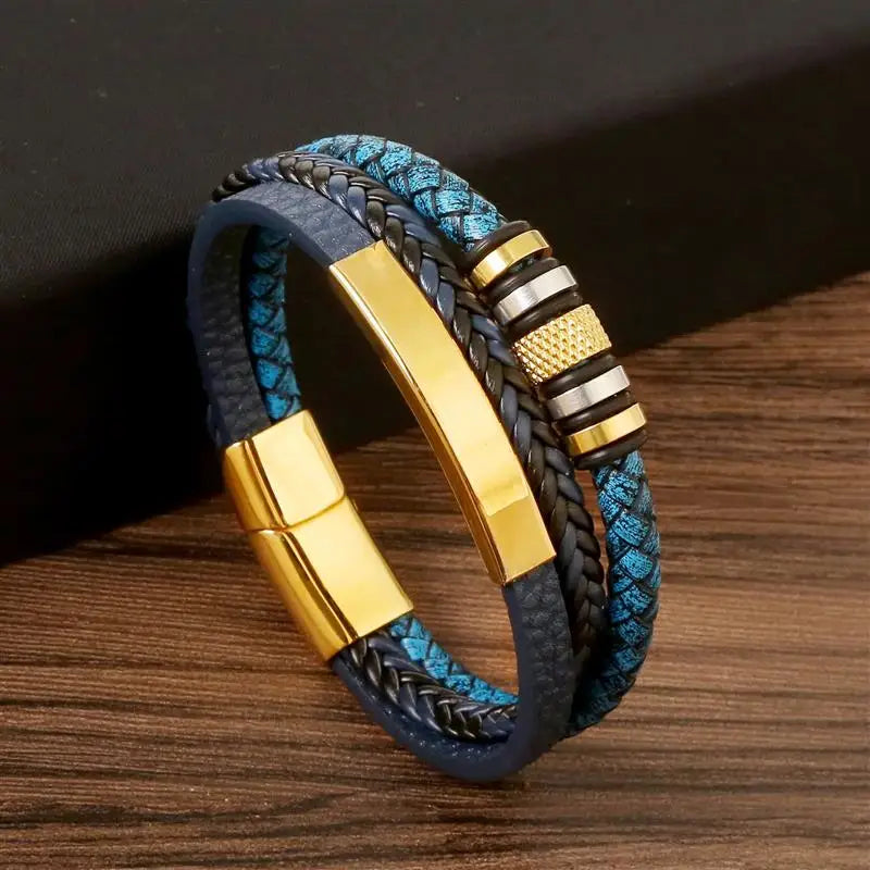 Blue Luxury Leather Bracelet