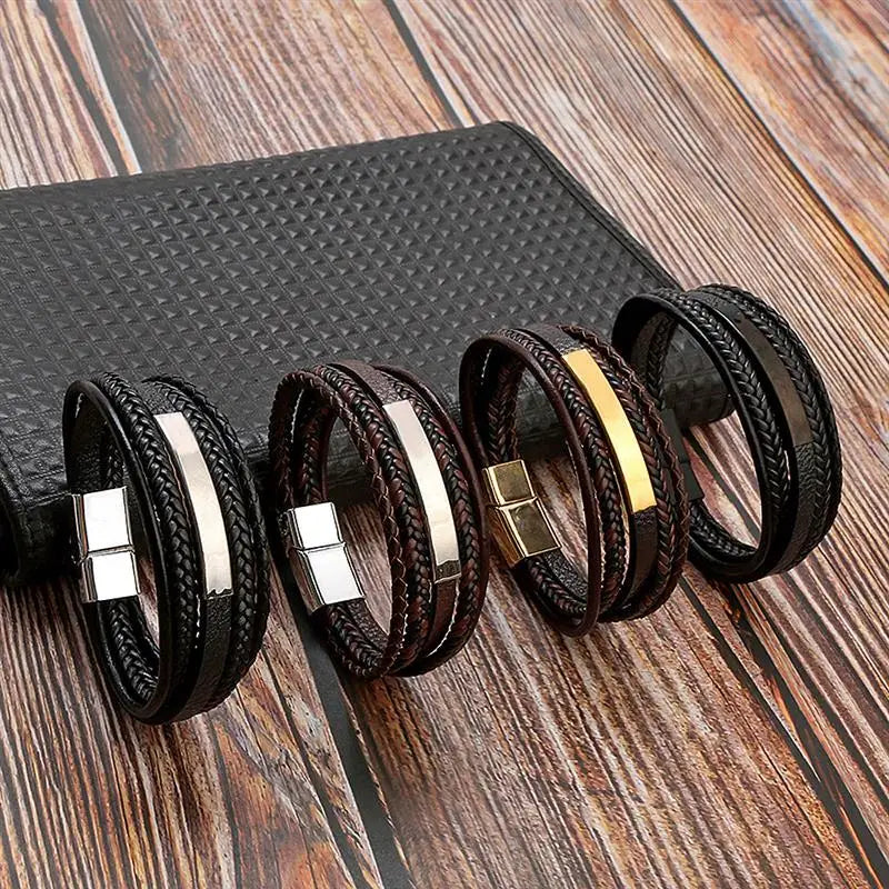 Multi-Layer Leather Bracelet Men