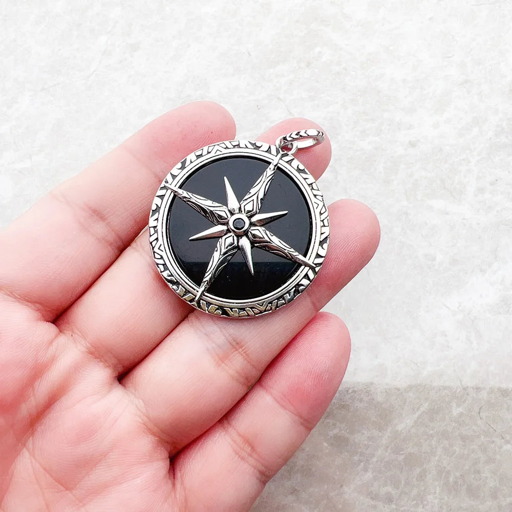 Vintage Silver Compass Pendant