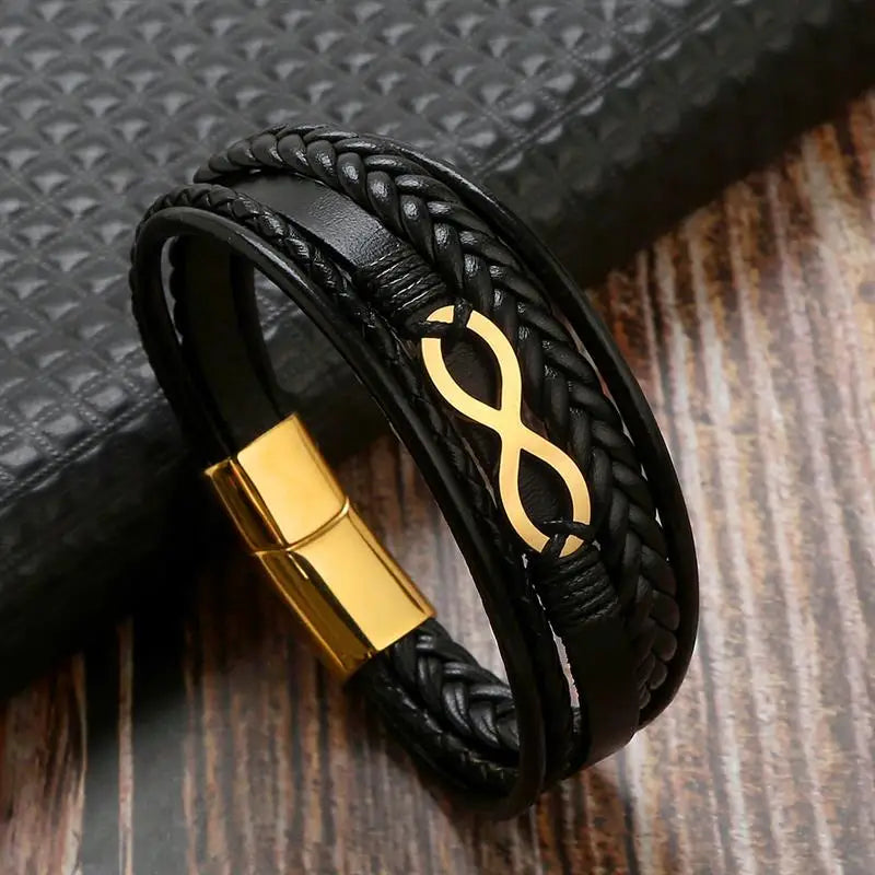 Infinity Leather Bracelet for Men