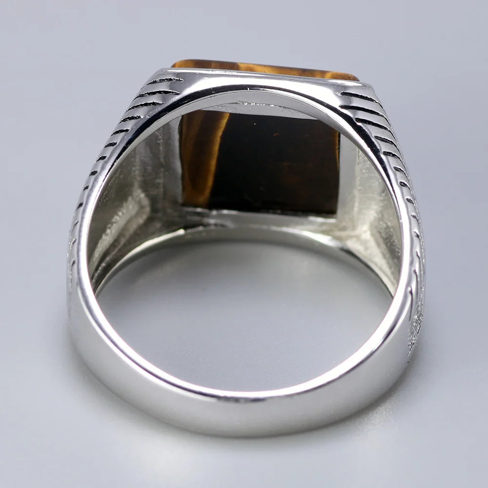 Men's Silver Tiger Eye Ring