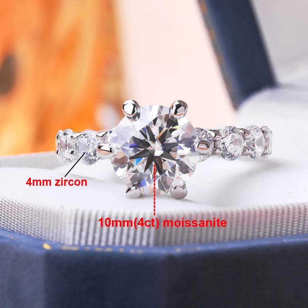 "4CT Moissanite Engagement Ring for Women – GRA Certified, D Color VVS1