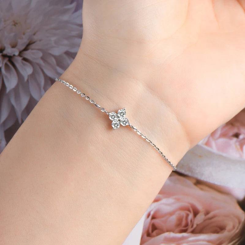 Four-Leaf Clover 3mm Moissanite Bracelet