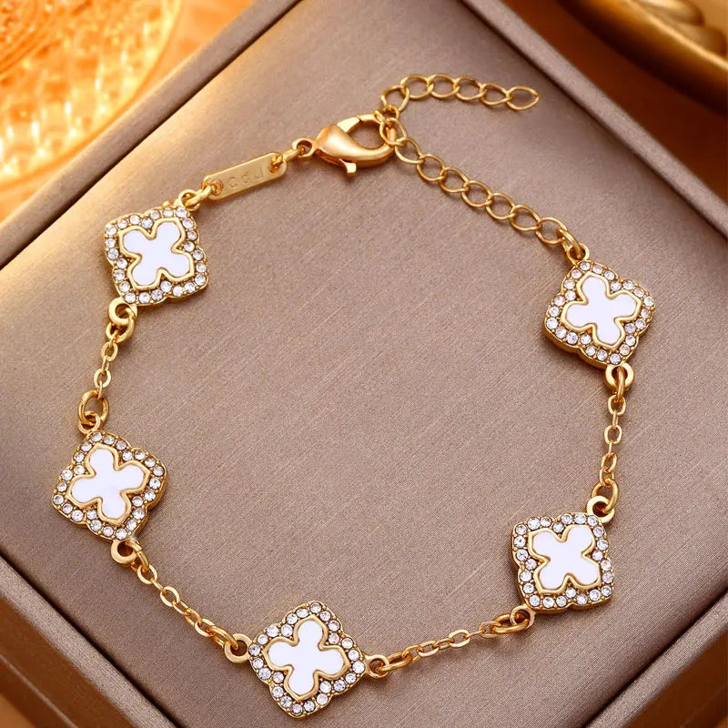 Colorful Rhinestone Flower Bracelet