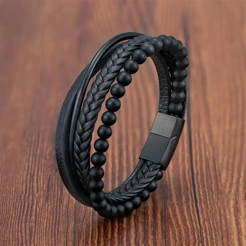 Volcanic Stone Leather Bracelet