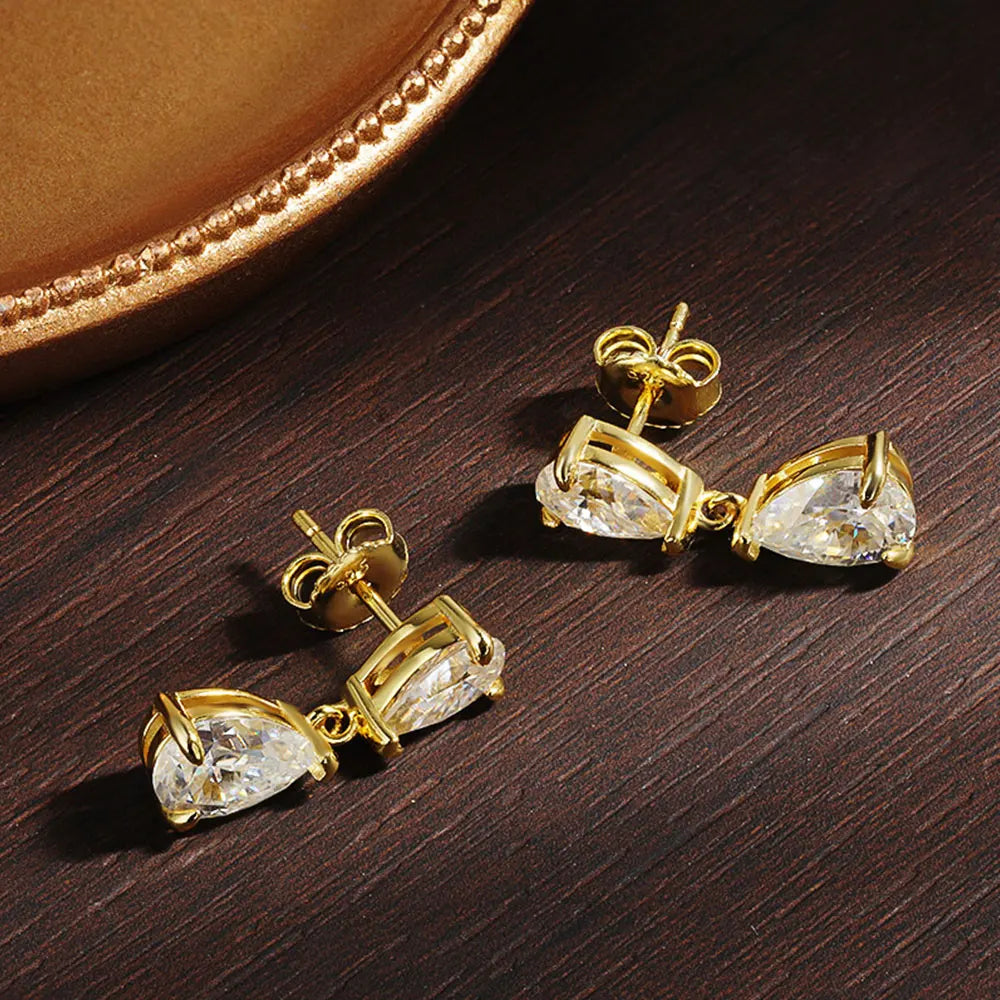 Pear Moissanite Drop Earrings