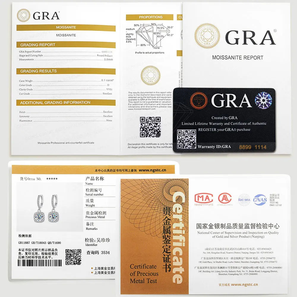 Moissanite 925 Sterling SilverEarrings