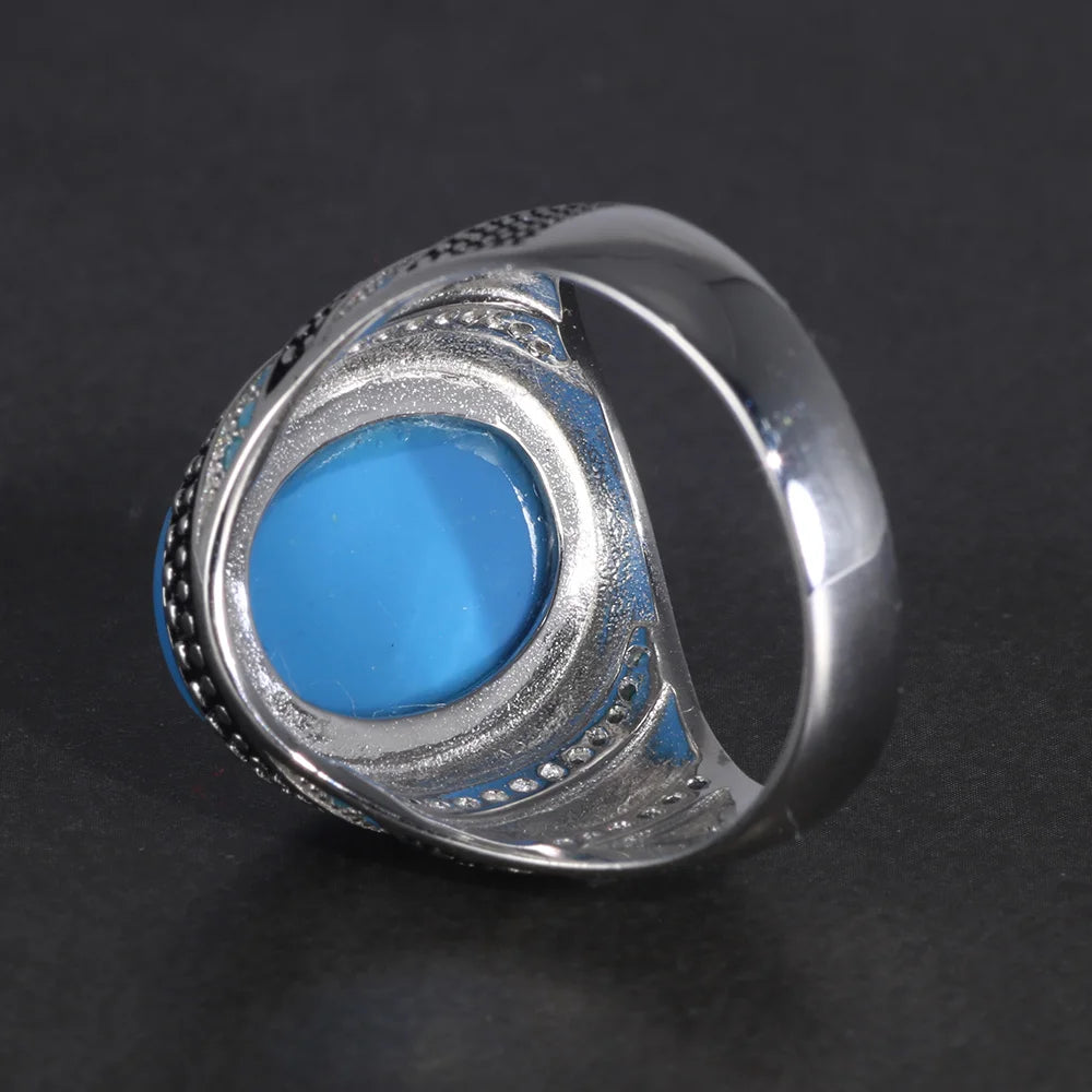 Men's Silver Turquoise Ring
