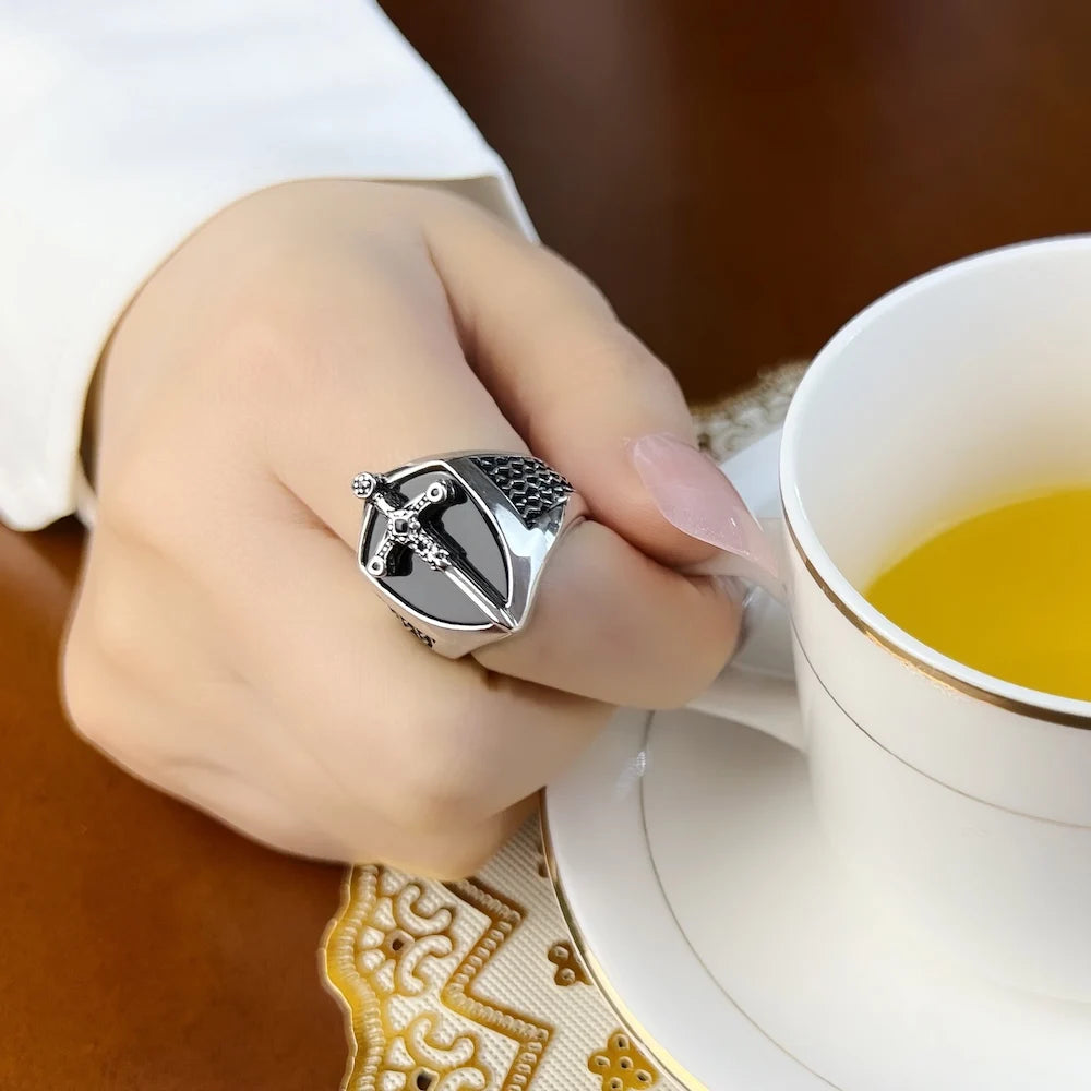 Sterling Silver Signet Sword Ring