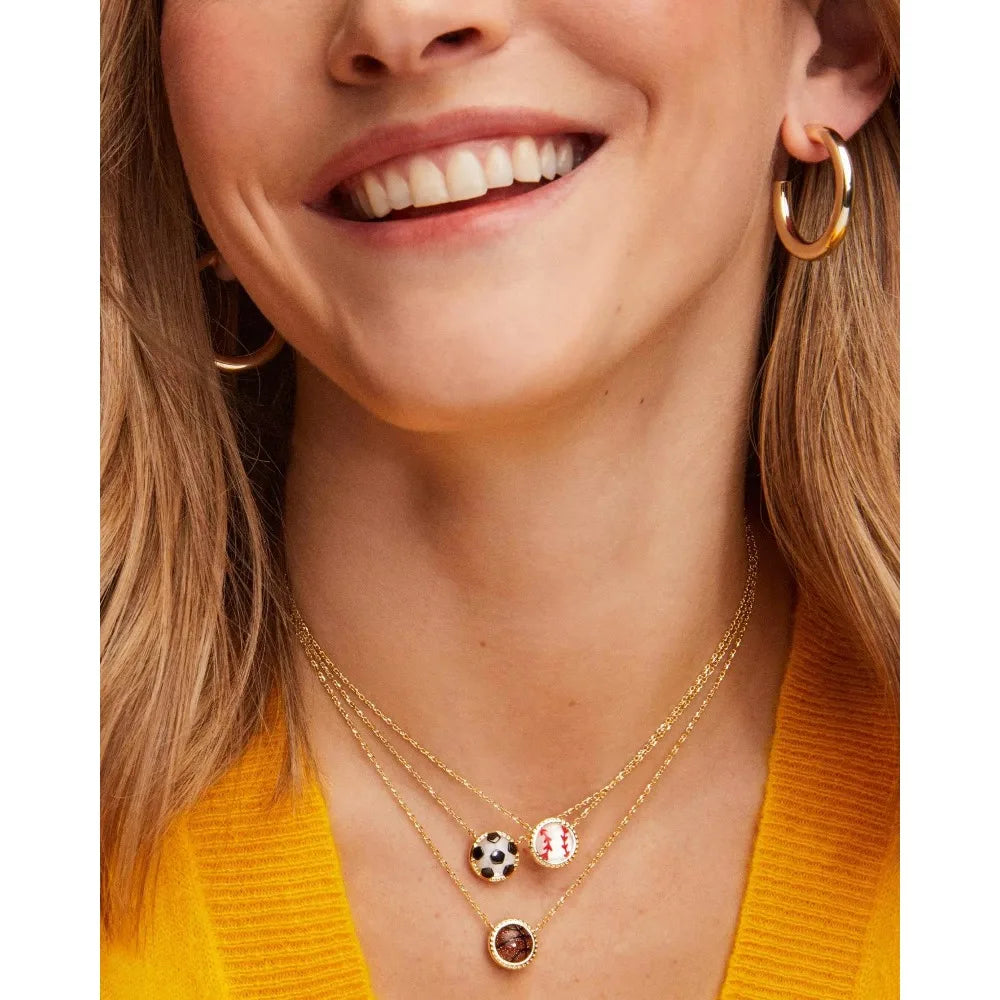 Kendra Scott Orange Goldstone Basketball Pendant Necklace