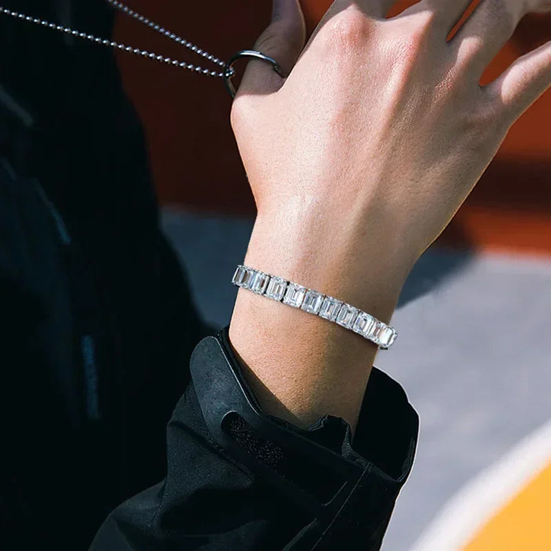 Emerald Cut Full Moissanite Tennis Bracelets