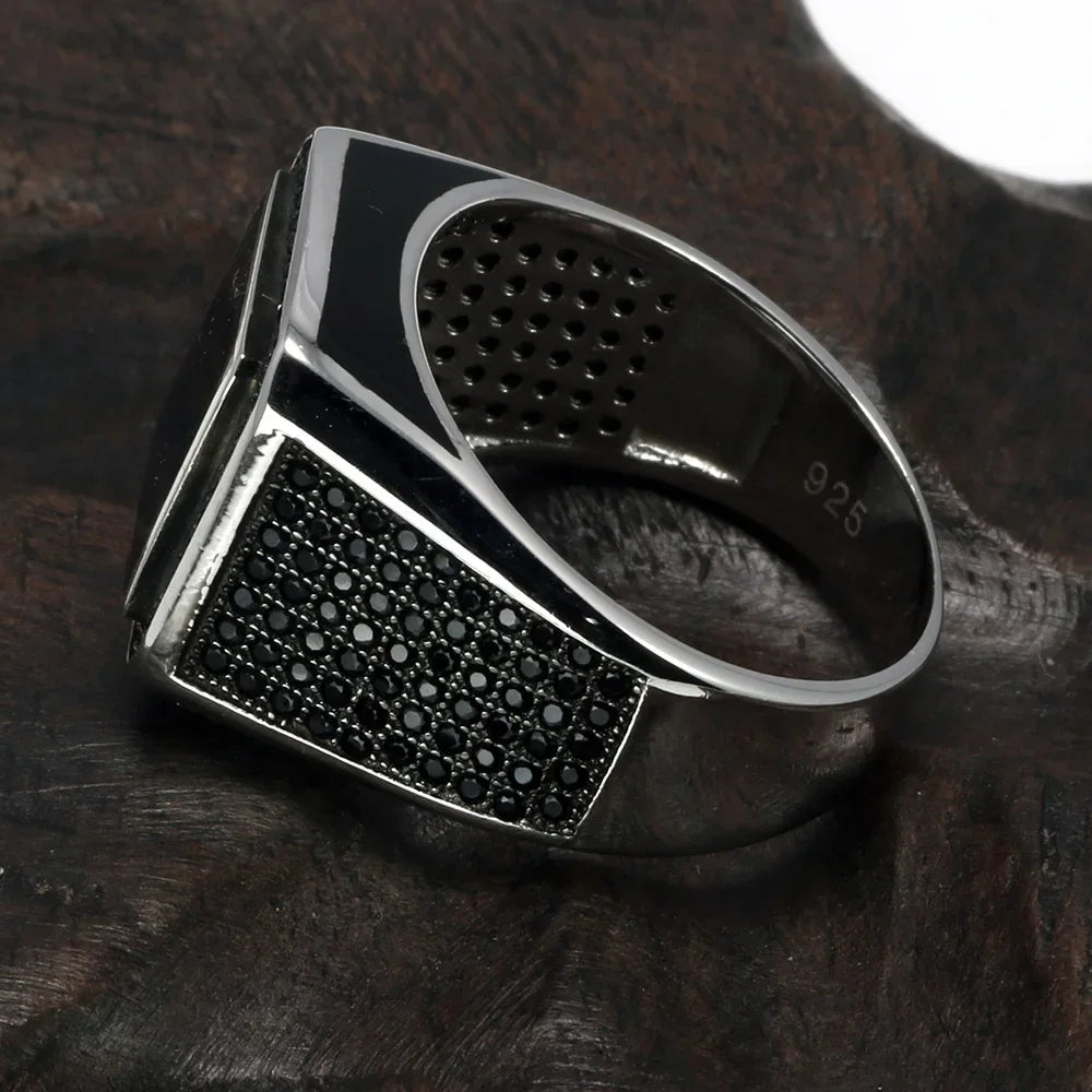 Men’s Black Zircon Signet Ring