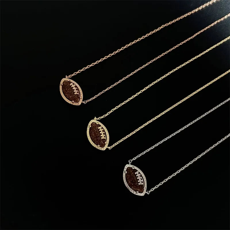 Kendra Scott Football Gold Short Pendant Necklace Goldstone