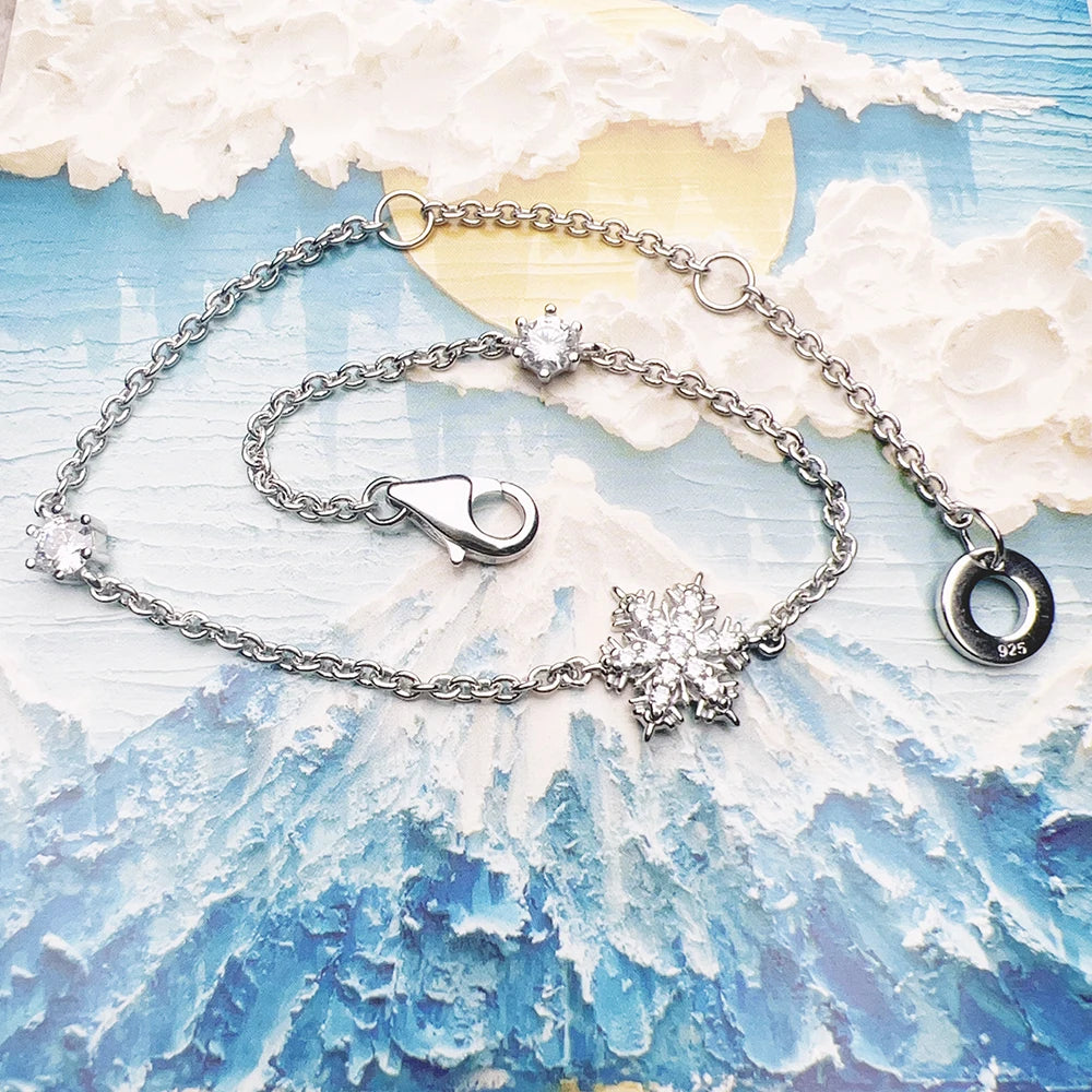 925 Sterling Silver Snowflake Bracelet | Winter-Inspired Jewelry Gift for Women