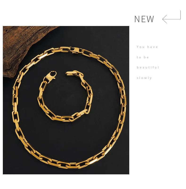 Gold-Plated Luxury Necklace & Bracelet Set