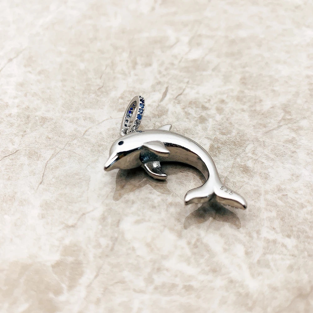 Dolphin Blue Silver Pendant