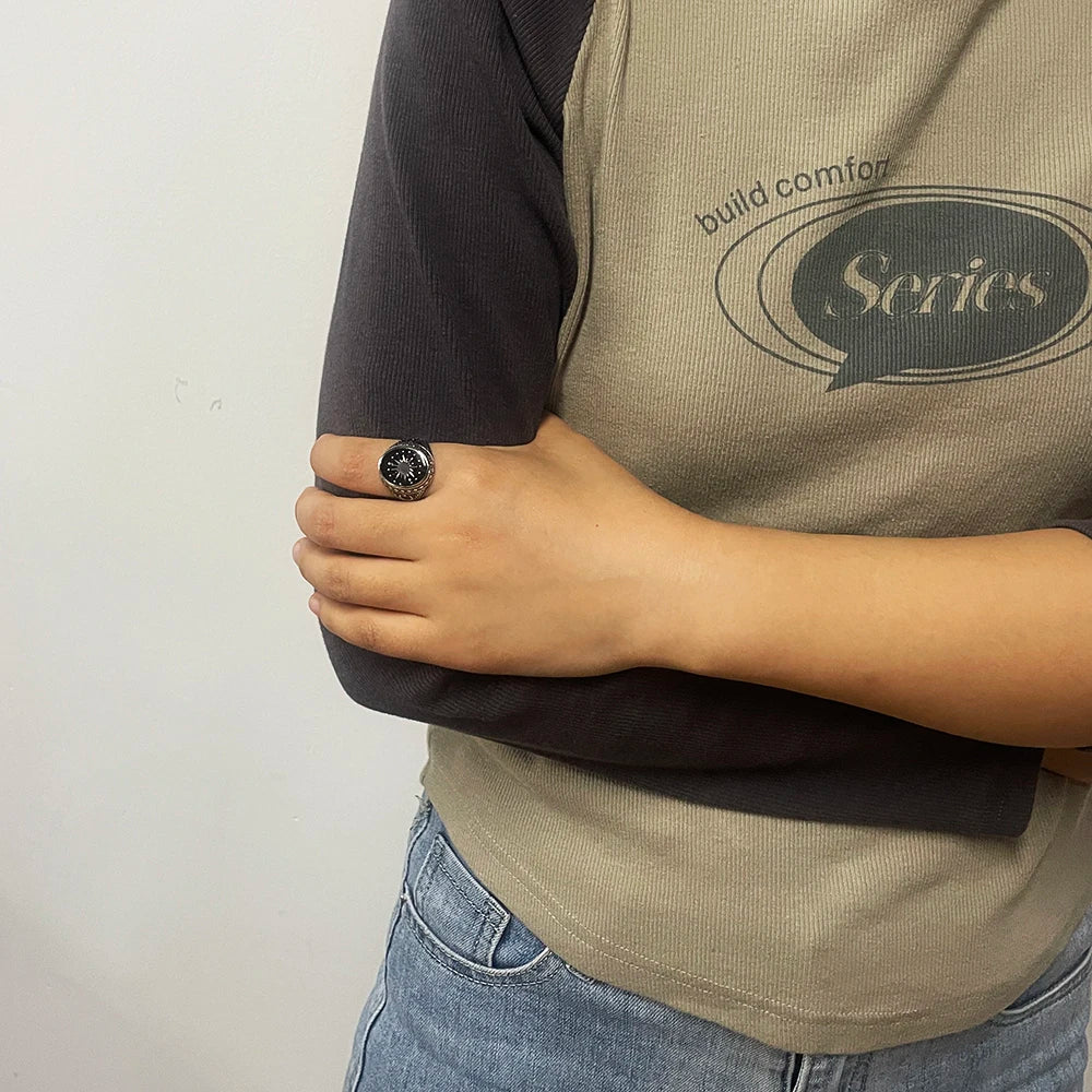 Men's Silver Star Moon Ring