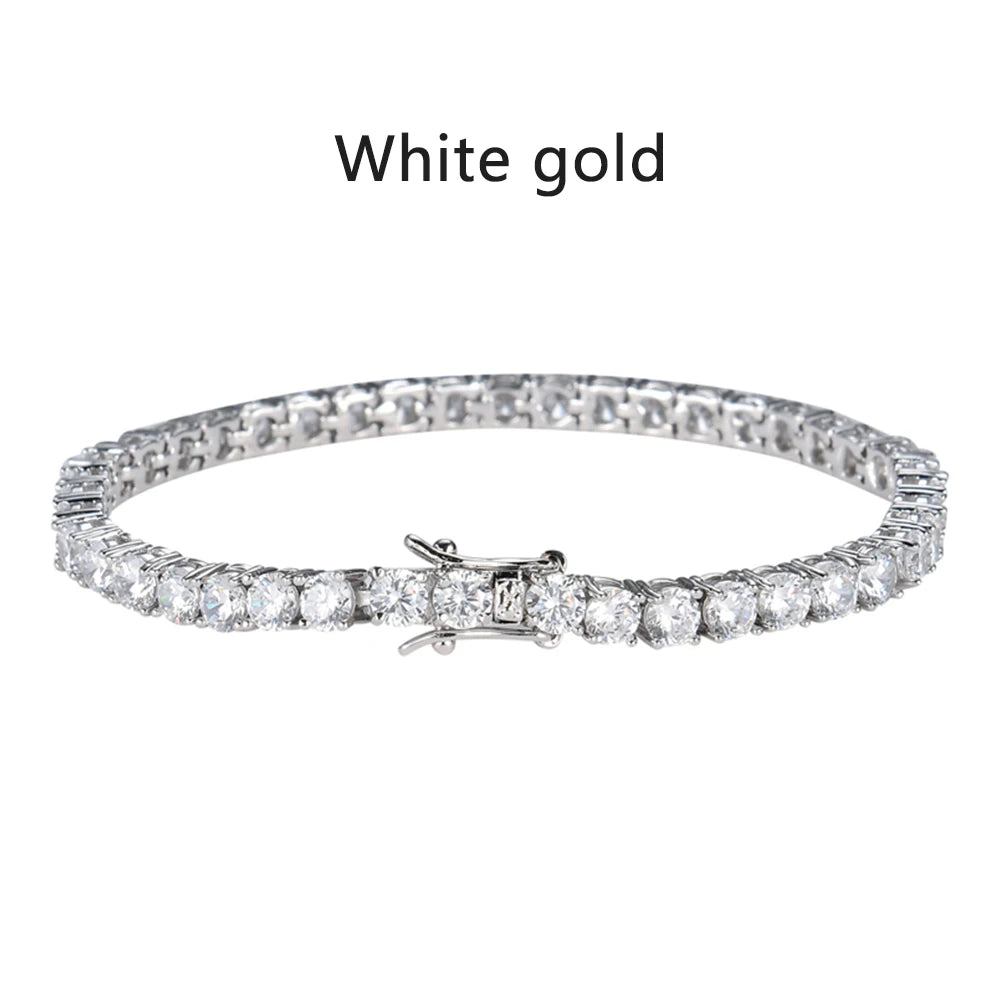 Moissanite Tennis Bracelet D Color VVS1 – 925 Sterling Silver Plated with 18K White Gold, Unisex Waterproof & Fade-Resistant