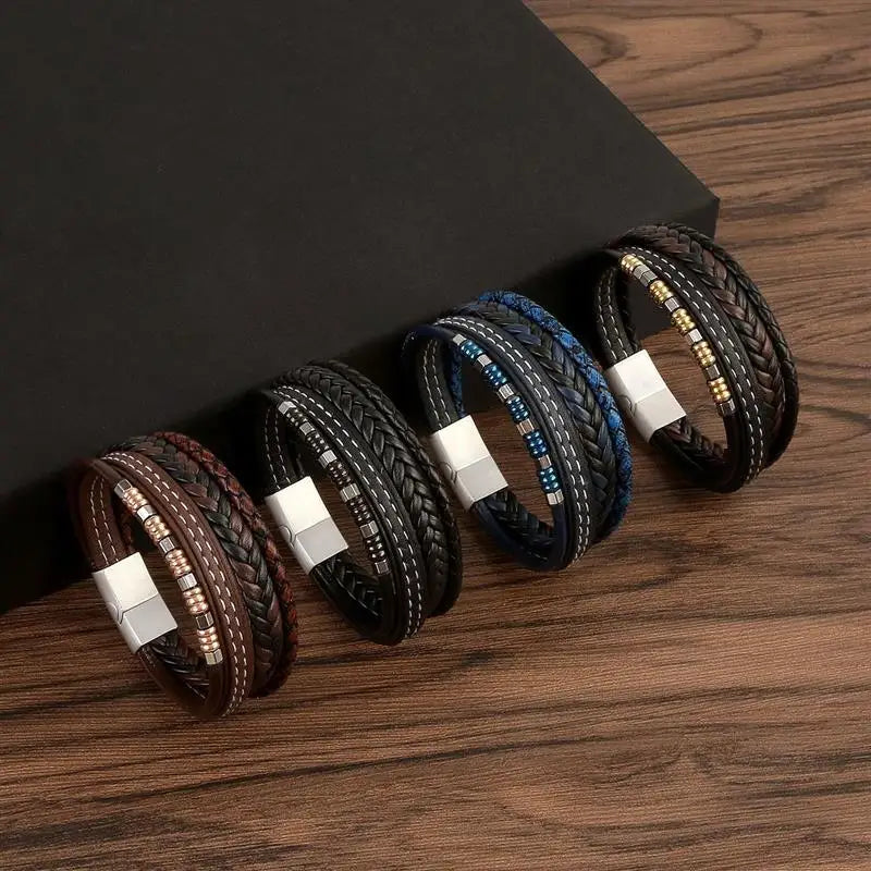 Beaded Leather Bracelet for Men