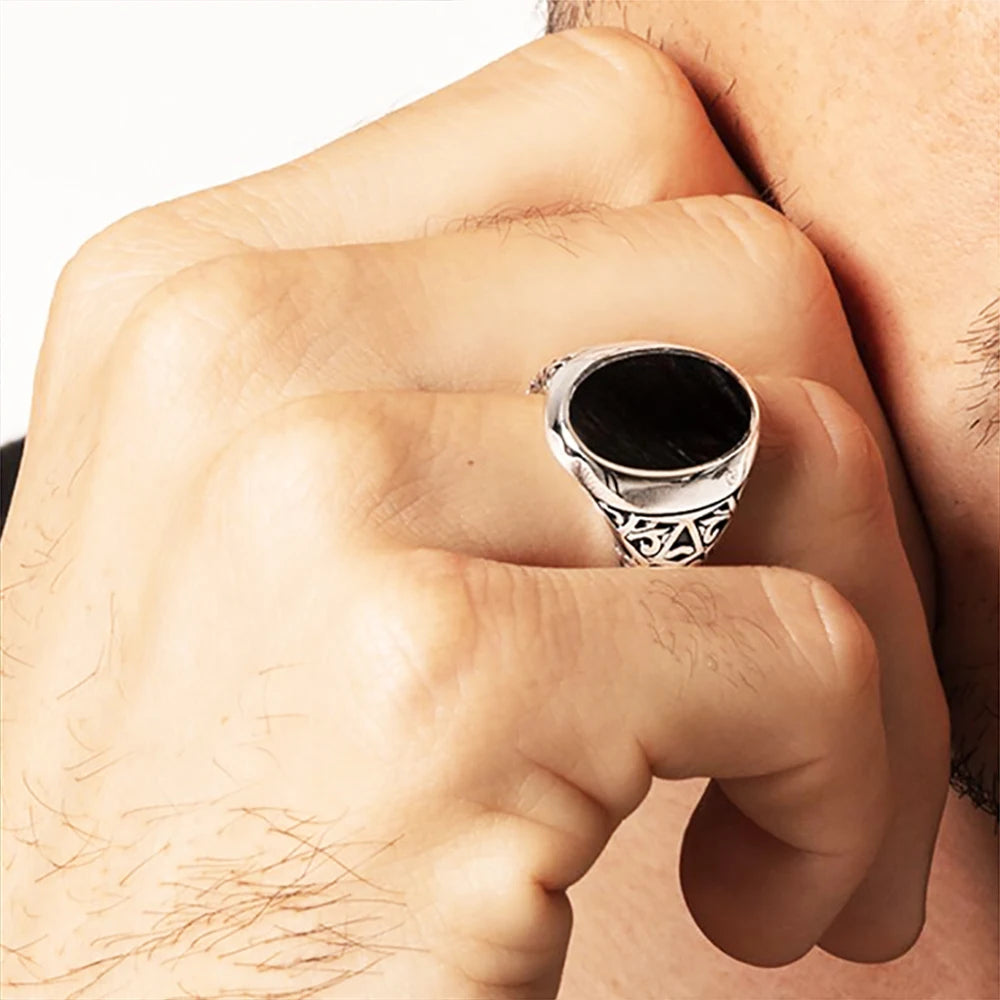 Vintage Black Oval Signet Ring