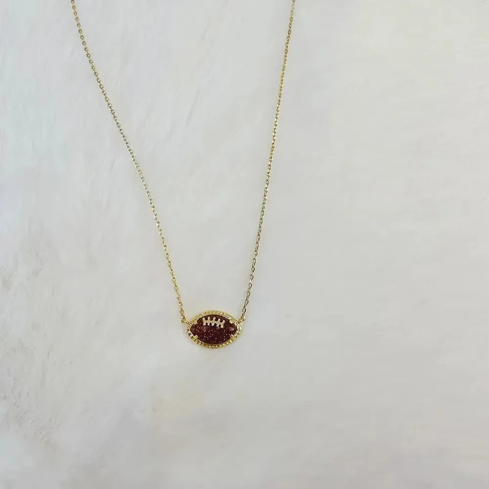Kendra Scott Football Gold Short Pendant Necklace Goldstone