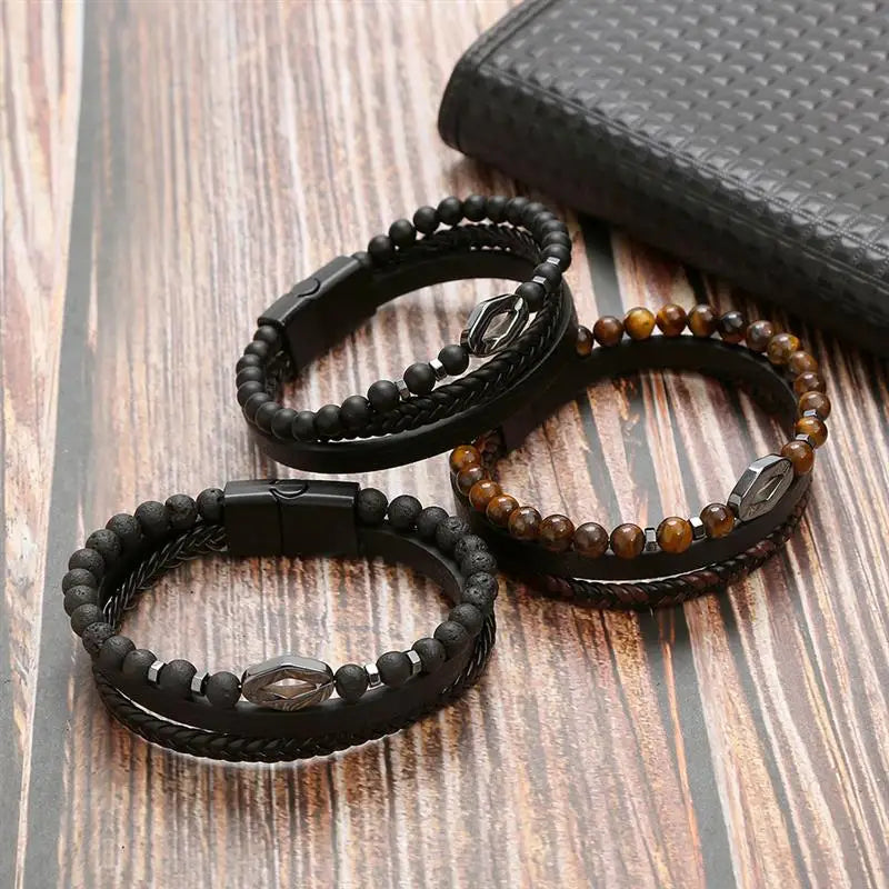 Tiger Eye Leather Bracelet