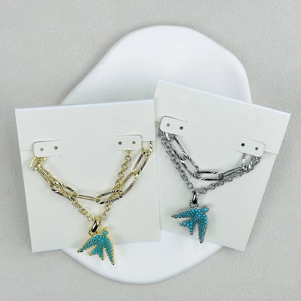 Blue Melody Bird Double Layer Necklace Kendra Scott