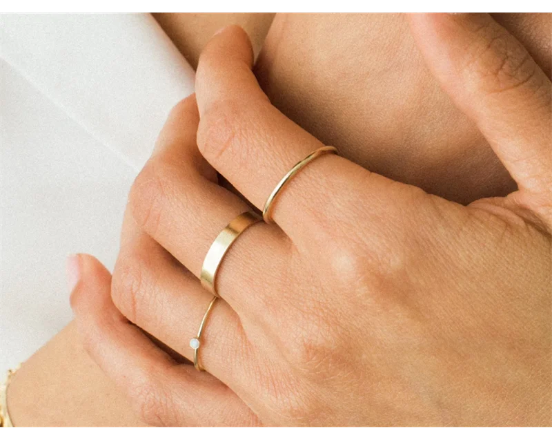 14K gold filled Essential Stacking Ring 1.5MM Thickness Knuckle Ring Boho Gold Jewelry Minimalism Stacking Boho Ring for Women