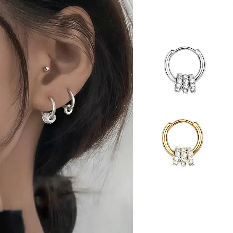 925 Silver Zircon Hoop Earrings