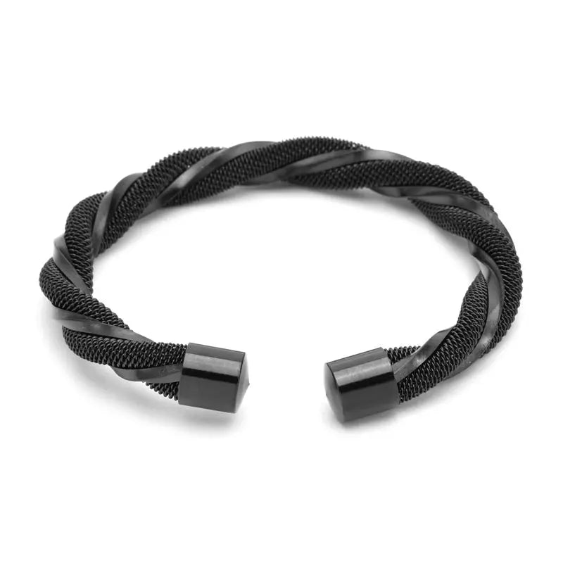 Luxury Men's Cuff Bracelet with Crystal Beads - Trendy Sporty Design