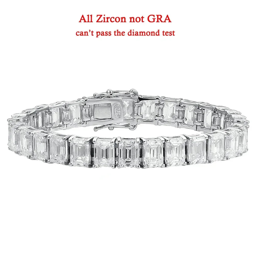 Emerald Cut Full Moissanite Tennis Bracelets