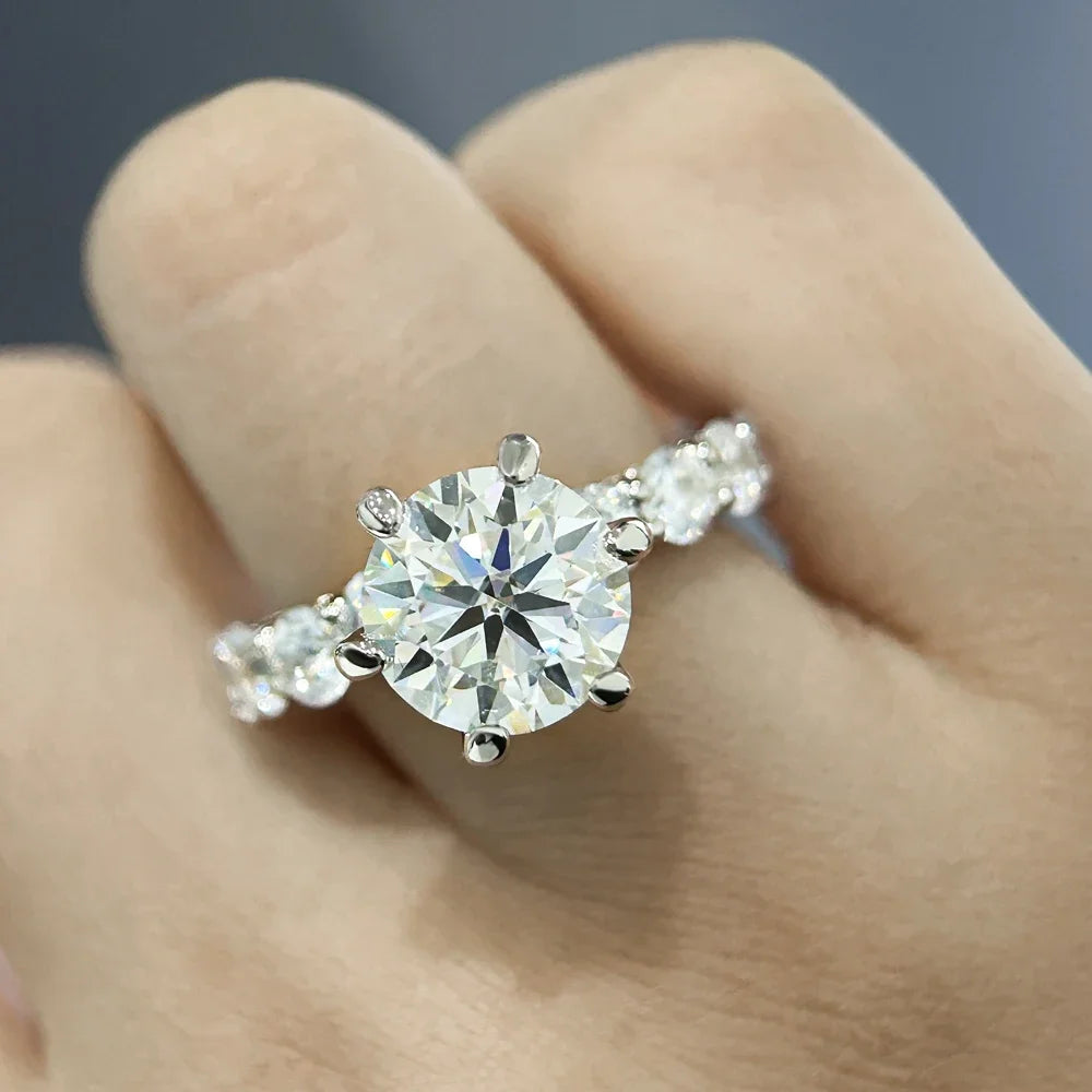"4CT Moissanite Engagement Ring for Women – GRA Certified, D Color VVS1