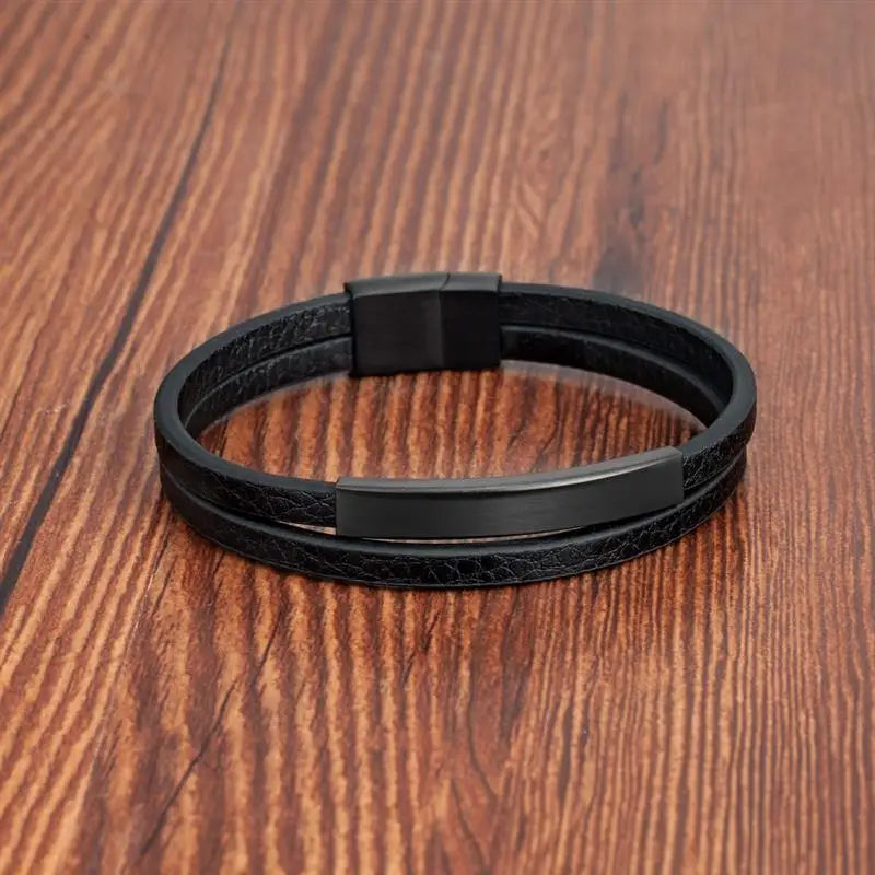 Men’s Leather Steel Bracelet