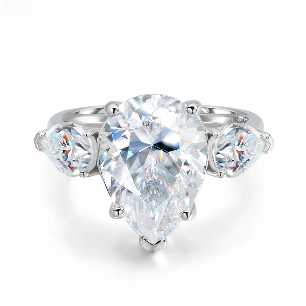 8 Carat Pear Cut Moissanite Ring
