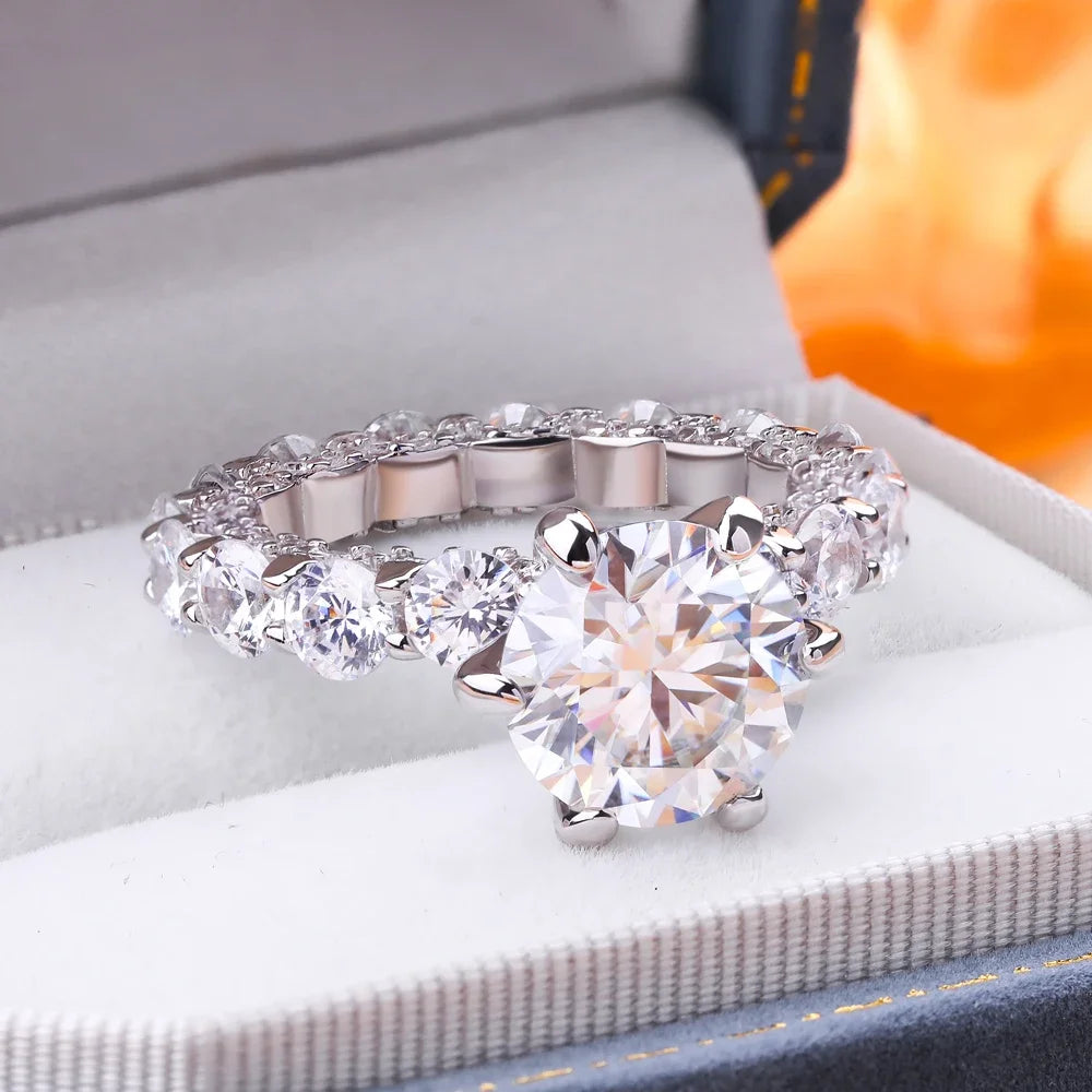 "4CT Moissanite Engagement Ring for Women – GRA Certified, D Color VVS1