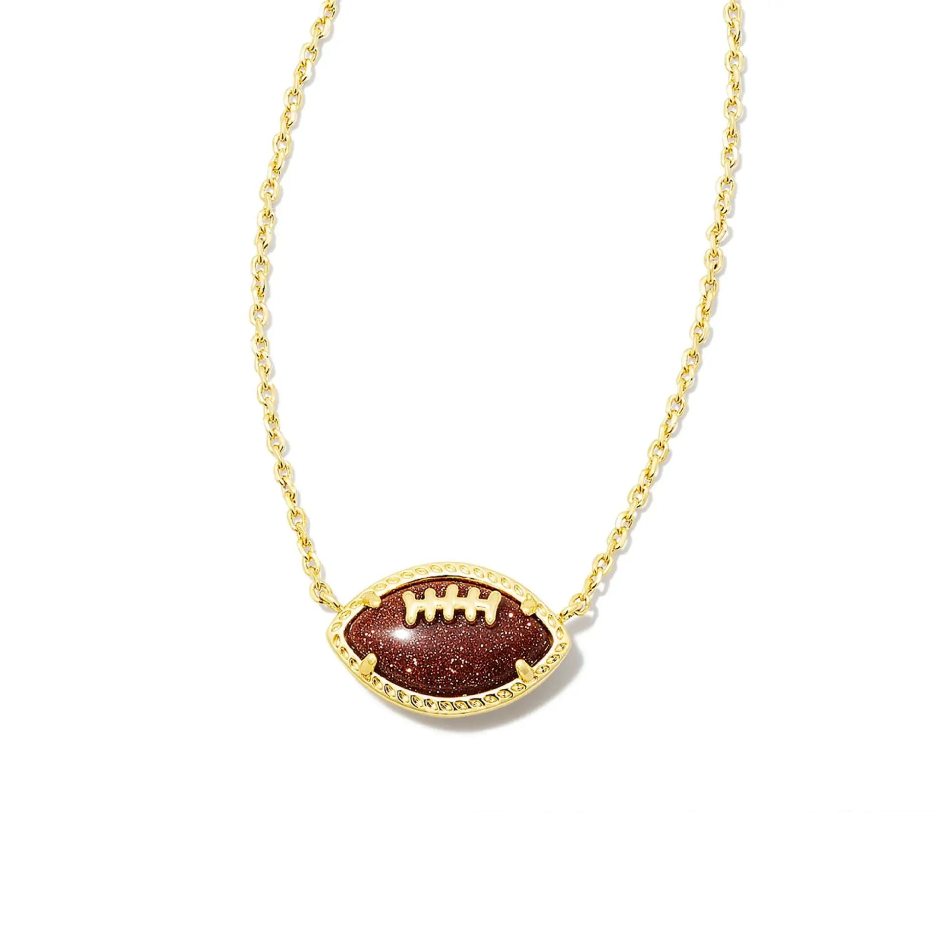 Kendra Scott Football Gold Short Pendant Necklace Goldstone