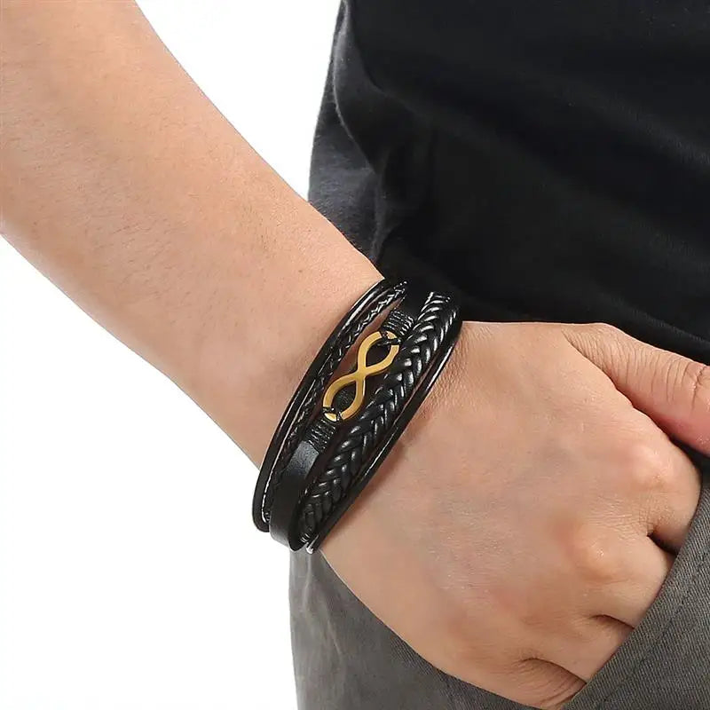 Infinity Leather Bracelet for Men