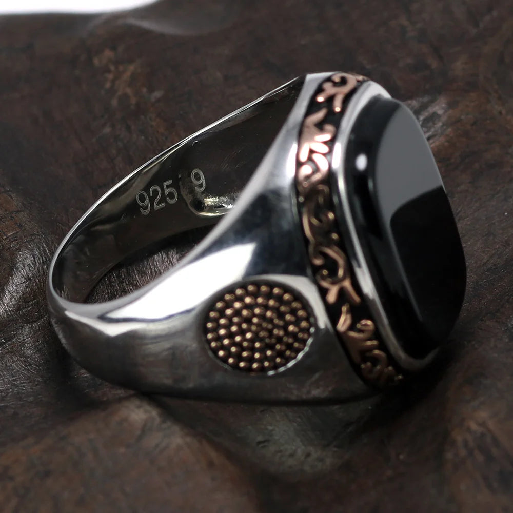 Men's Vintage Silver Onyx Ring