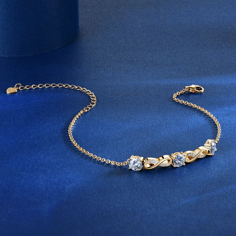 18k Gold Plated Moissanite Infinity Bracelet