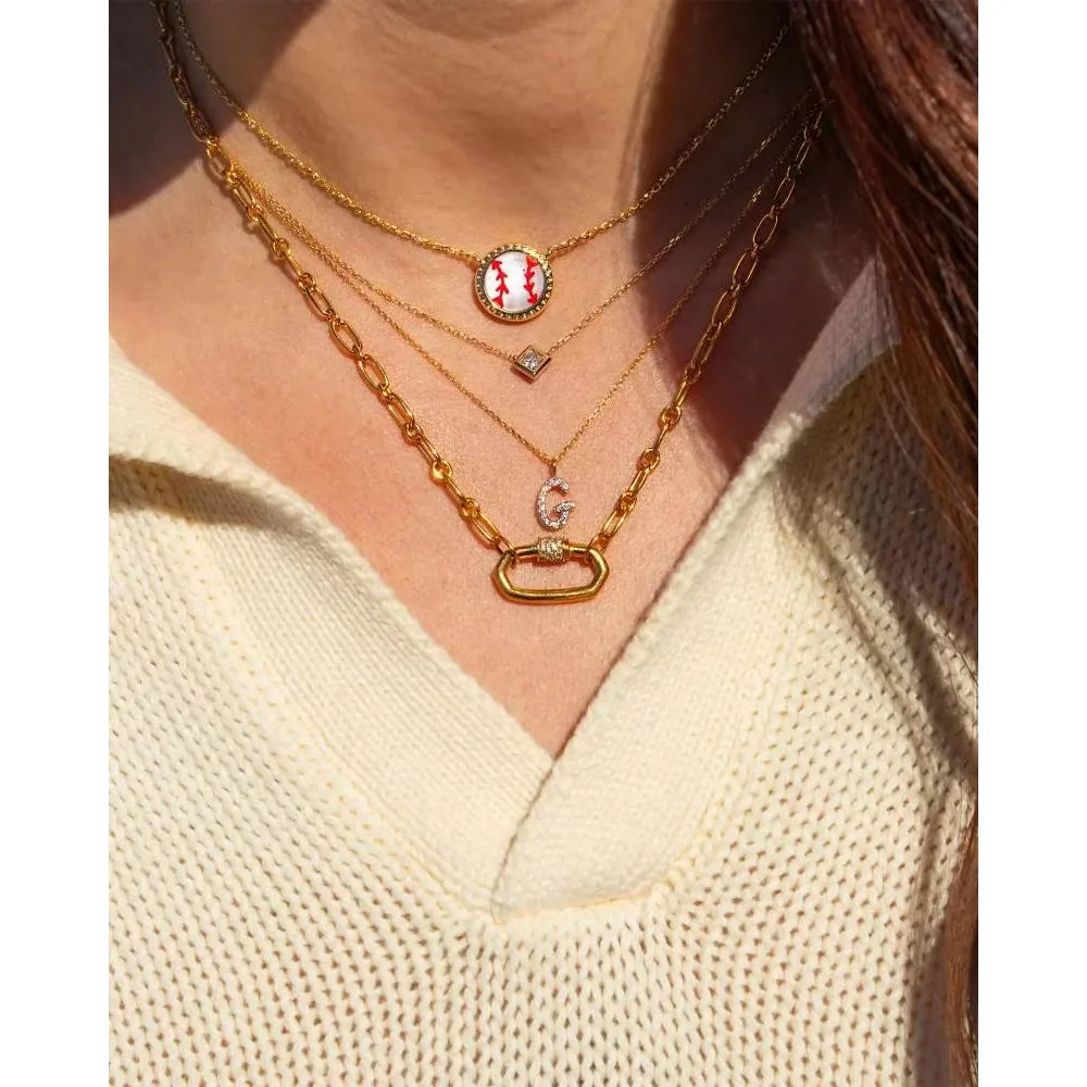 Kendra Scott Ivory Mother-of-Peal Baseball Short Pendant Necklace