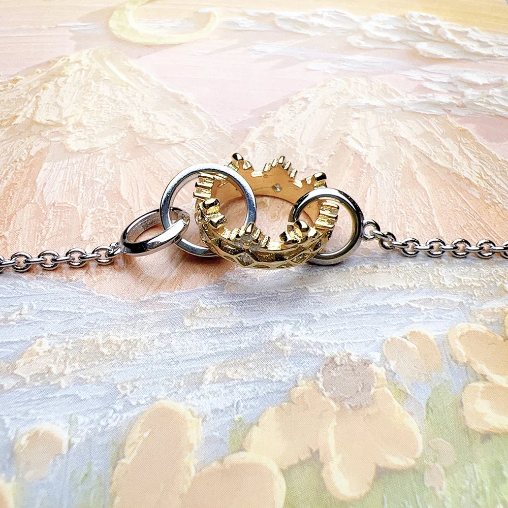 925 Sterling Silver Golden Crown Bracelet | Vintage Queen-Inspired Jewelry for Women
