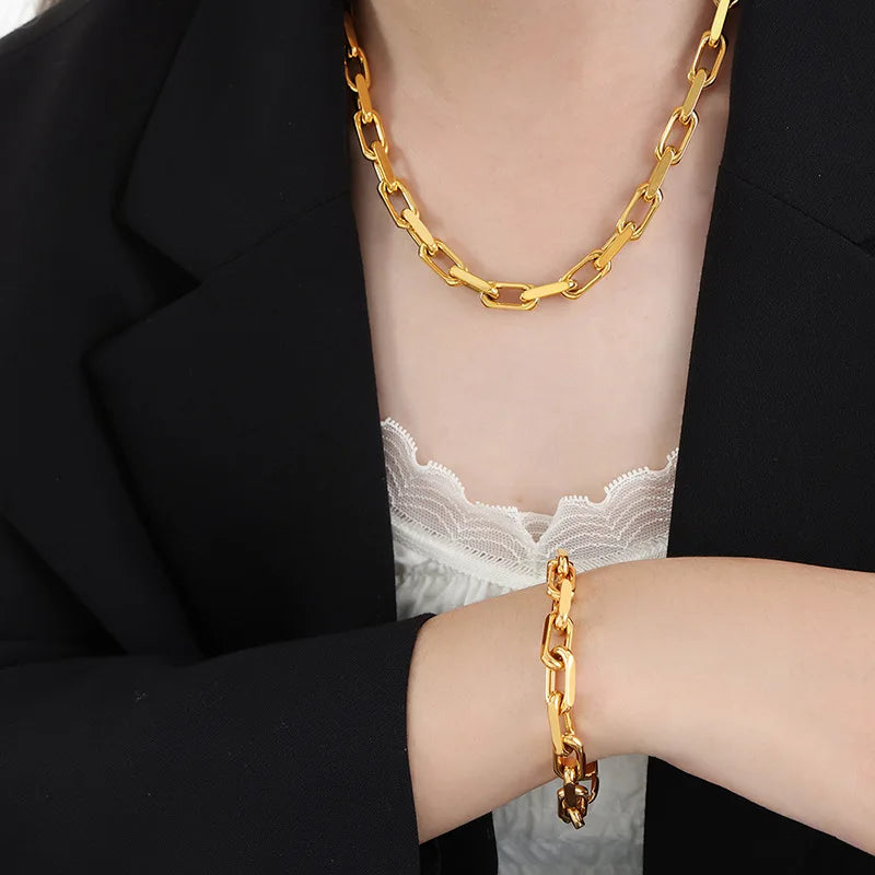 Gold-Plated Luxury Necklace & Bracelet Set