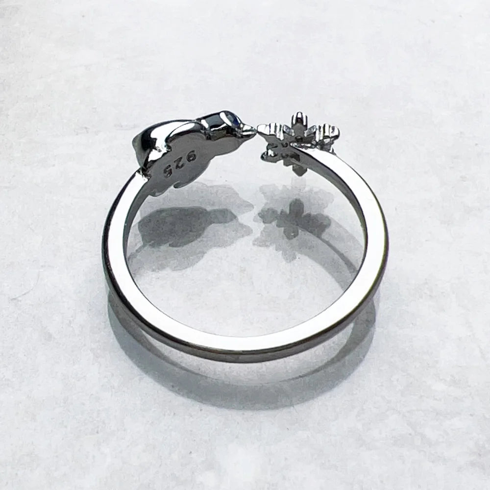 Snowflake Penguin Silver Ring
