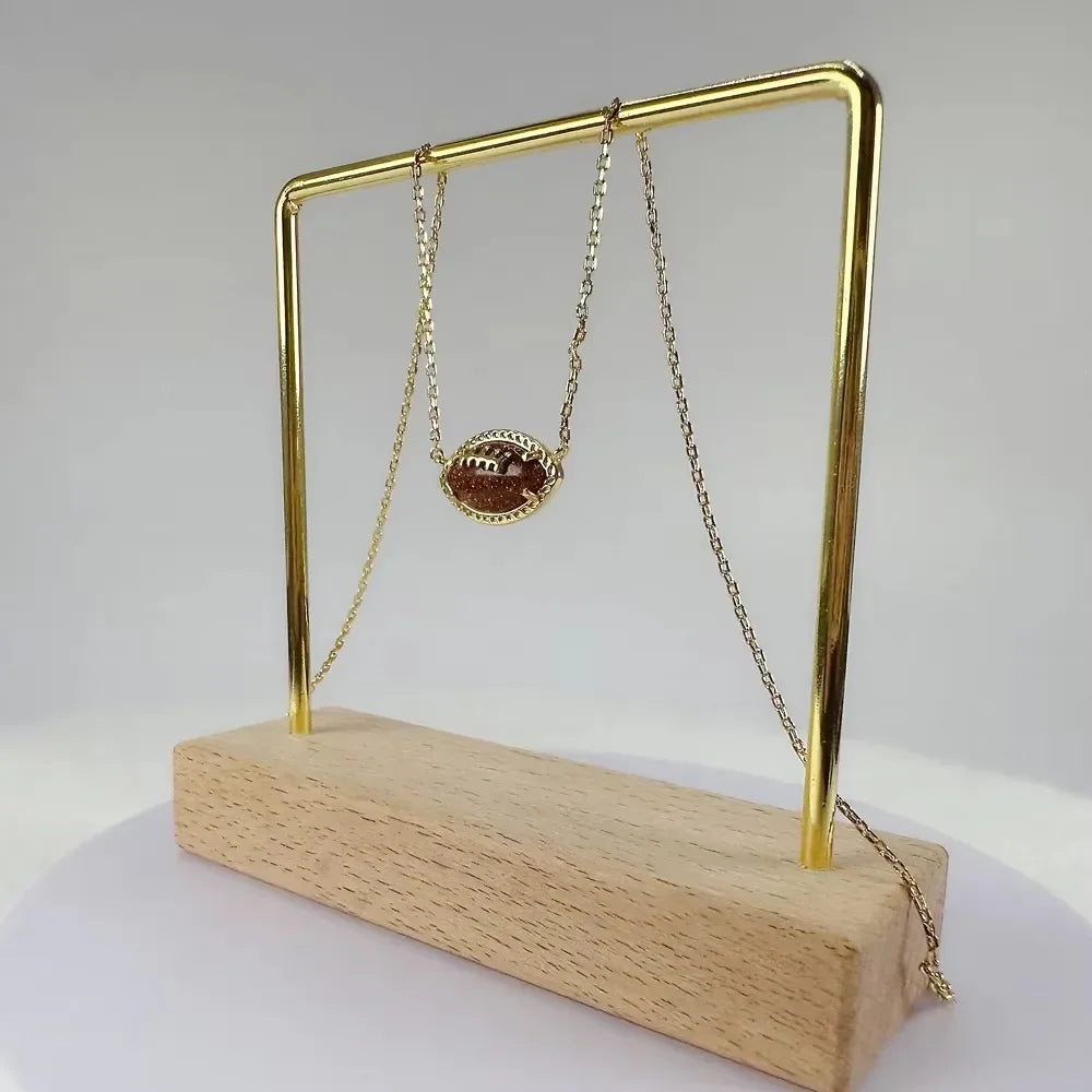 Kendra Scott Football Gold Short Pendant Necklace Goldstone